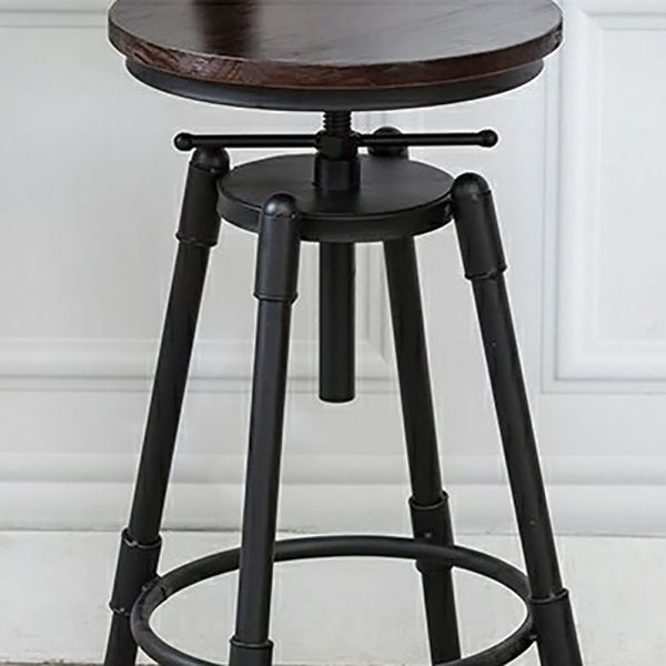 Modern Style Round Seat Barstool Wood Counter Bar Stool with Wood Legs