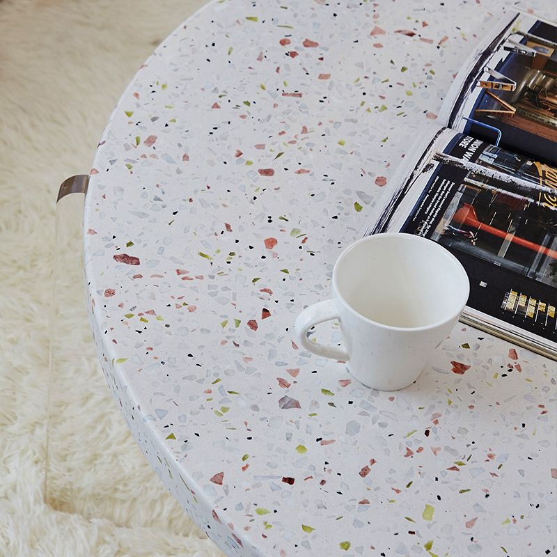 Contemporary Round Terrazzo Cocktail Table Metal/Acrylic 3 Legs Coffee Table