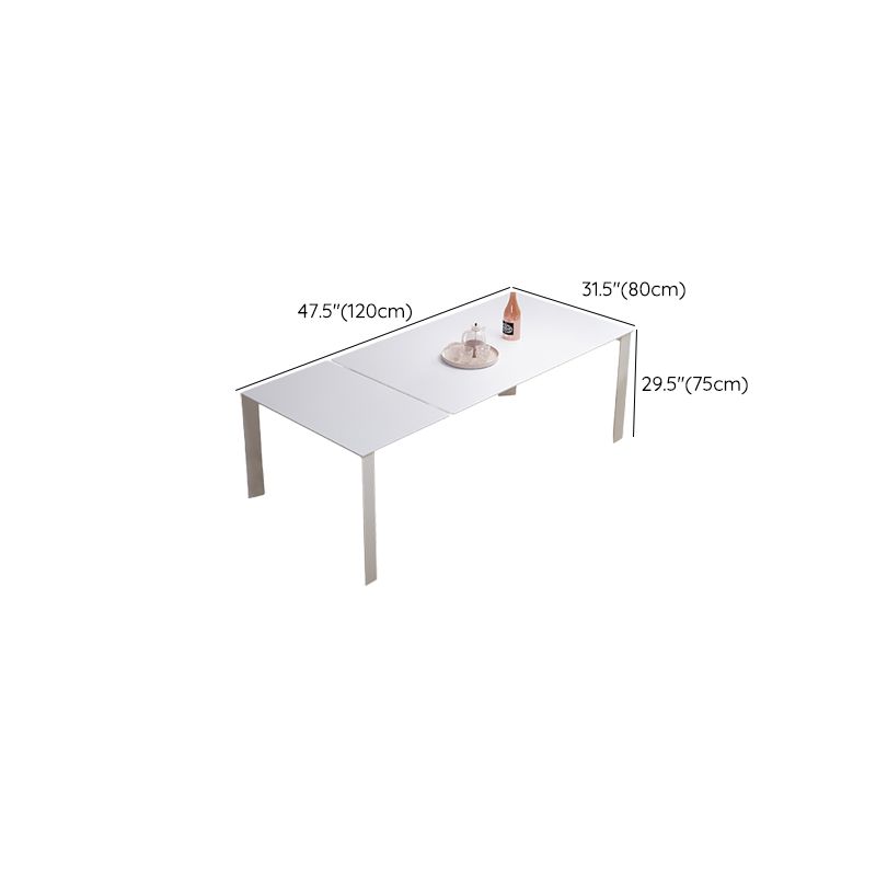 Modern 1/3/4/7 Pieces Dining Room Table Rectangle Stone Extendable Furniture in White