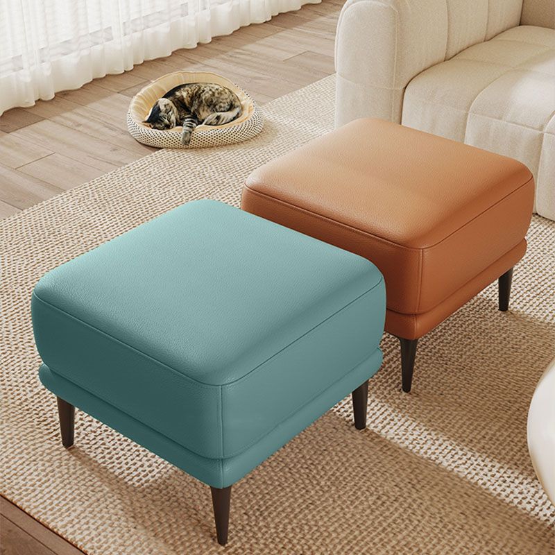 Square Footstools Genuine Leather Foot Stool , 16.38 Inch Height