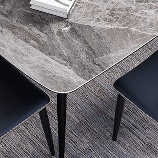 Rectangle Industrial Dining Table Grey Fixed Table with Sintered Stone