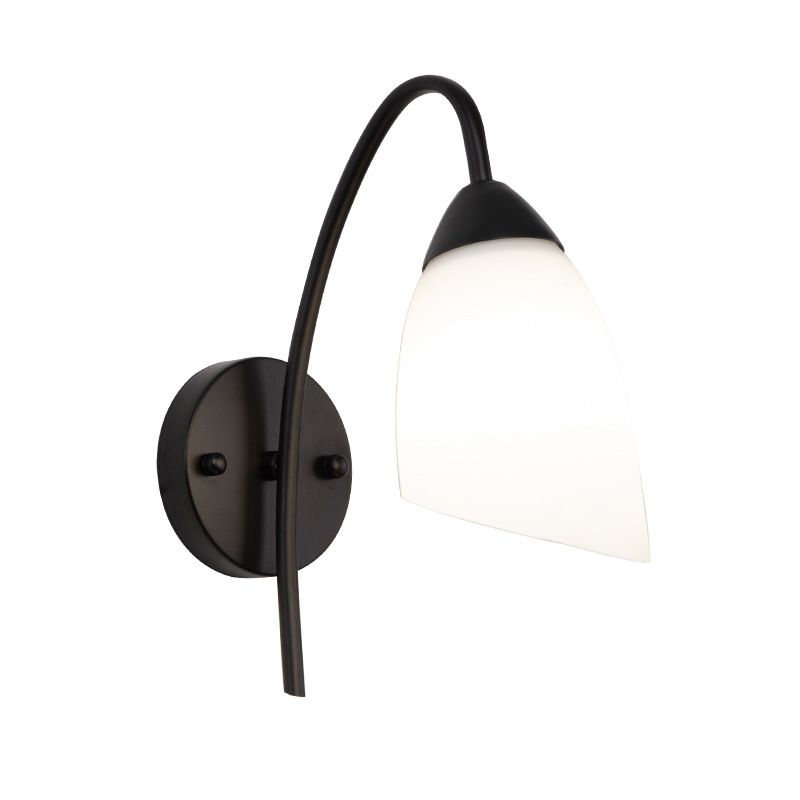 Lámpara de pared de una luz de vidrio blanco de estilo simple para el dormitorio