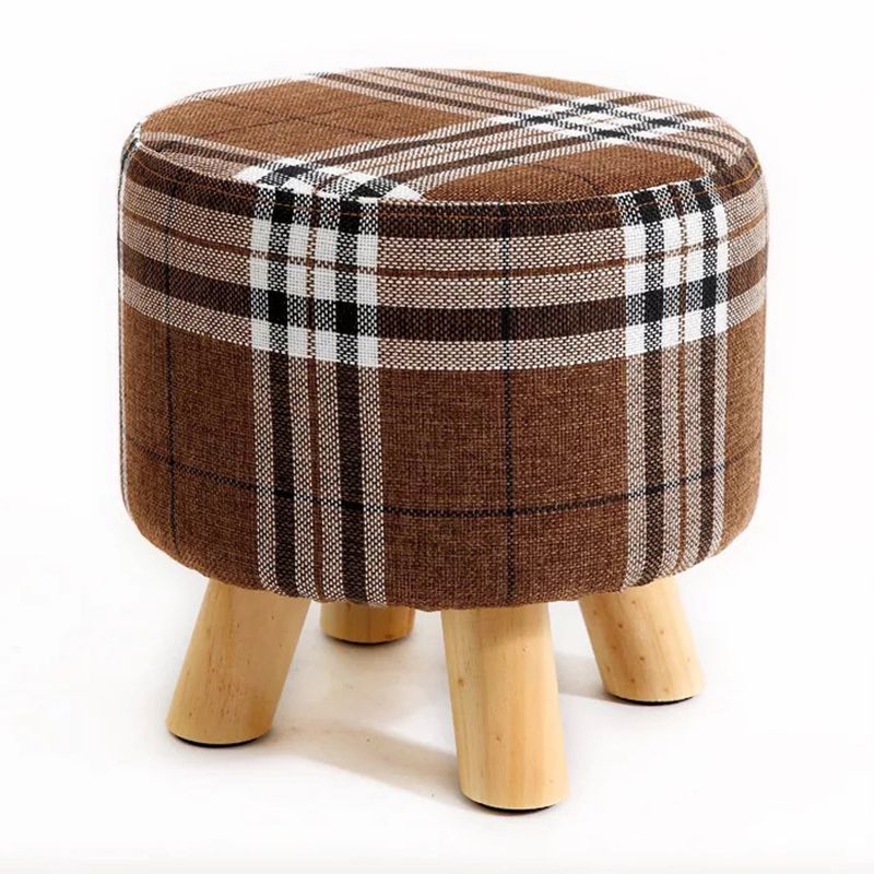 Trendy Cotton Blend Ottoman Plain Round Indoor Footstool Ottoman