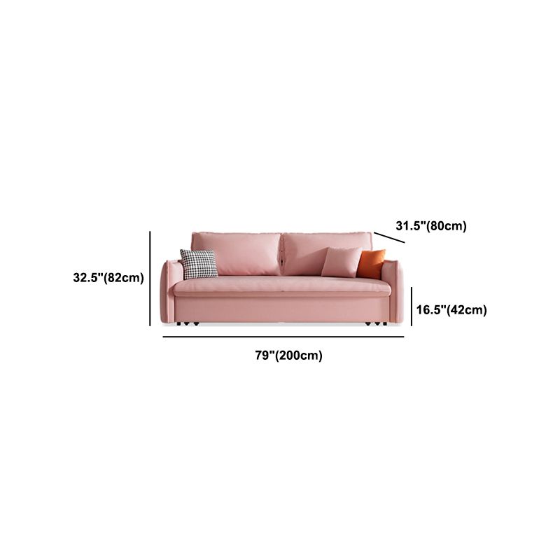 Faux Leather Stain Resistant Contemporary Couch Bed with 2 Pillows