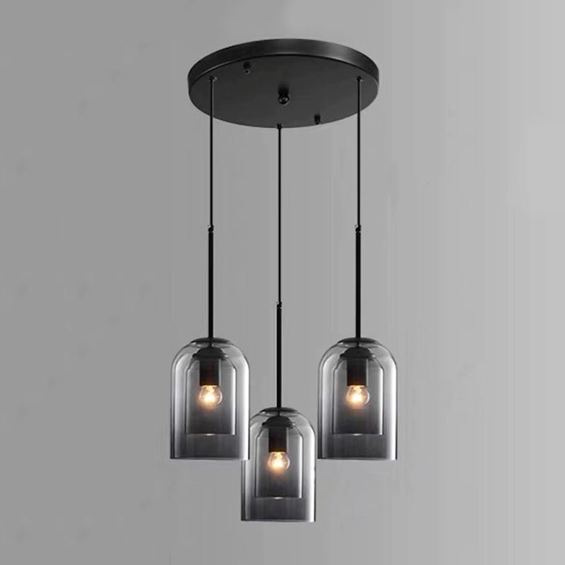 Double Glass Indoor Pendant Light in Modern Creative Style Wrought Iron Hanging Lamp