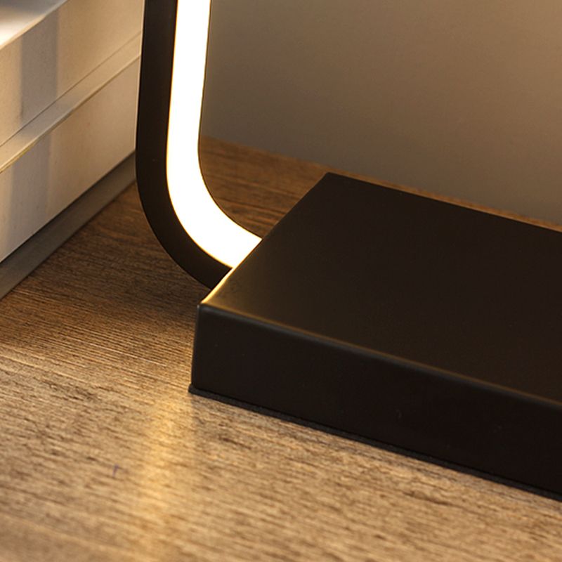 Art Decor Rectangular Night Table Lamp Bedside Black LED Wireless Charger with USB Port