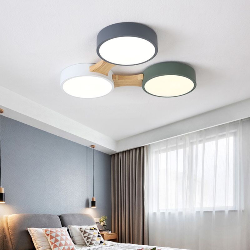 Plafonnier moléculaire en métal nordique pour salon, plafonnier LED en bois
