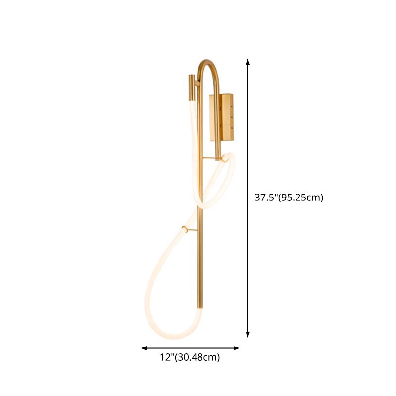 Gold Linear LED Wall Lamp in Modern Creative Style Wrought Iron Wall Sconce with Silicone Shade