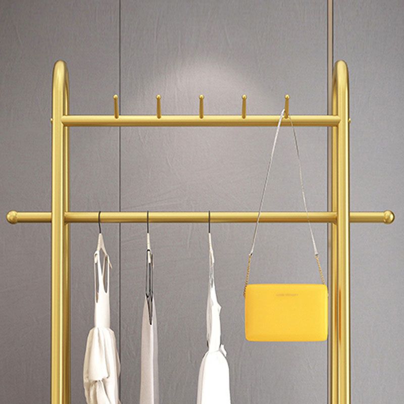 Glam Entryway Kit Hanging Rail Lower Shelf and Hooks Hall Stand with Castors