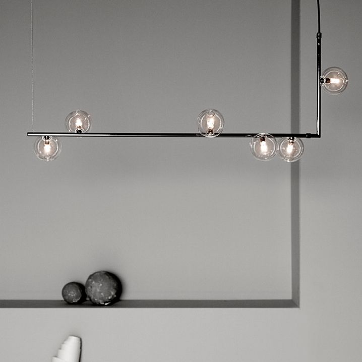 Modernism Globe Shaded Ceiling Light Black Kitchen Island Lighting for Room
