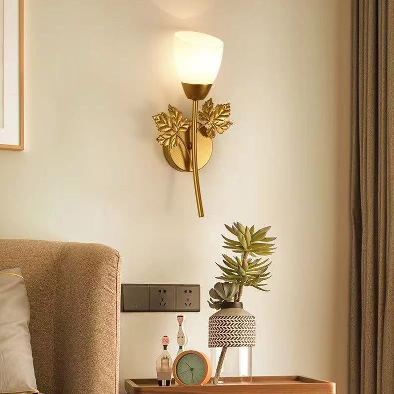 Conical Glass Wall Light Sconce Minimalist Style Sconce Light Fixture for Bedroom