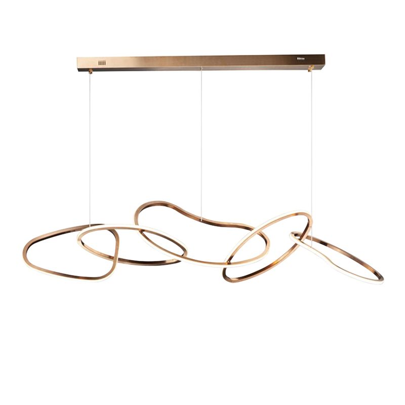 5 Light Circles Island Lighting Fixtures Contemporary Metal Island Lighting Ideas in Gold