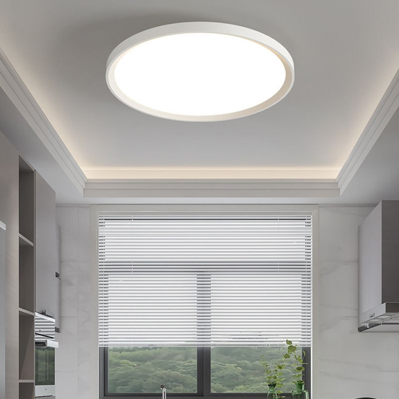 Matte White LED Flush Mount Plastic & Acrylic Round Ceiling Flush