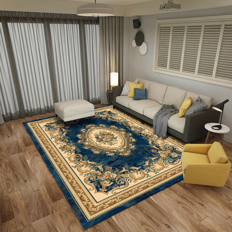 Classic European Area Rug Modern Medallion Pattern Indoor Rug Washable Carpet with Non-Slip Backing
