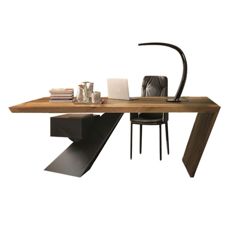 Industrial Style Executive Desk Rectangular Wood Office Desk for Home