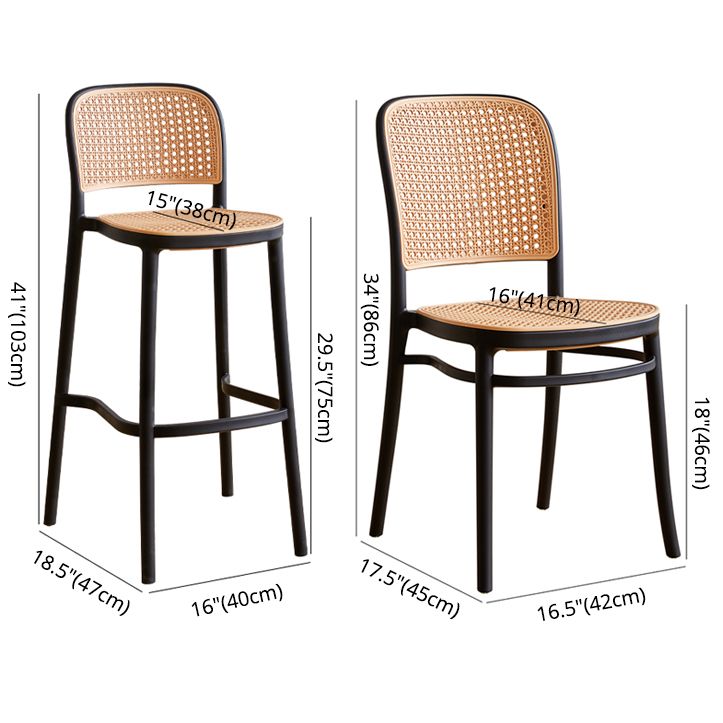Chaises de salle à manger sans bras modernes, chaise latérale à dossier ouvert en plastique pour café-bar