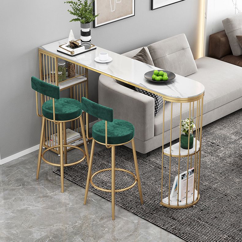 Modern Bar Table Set 1/3/4 Pieces Stone Counter Table with Upholstered Stools