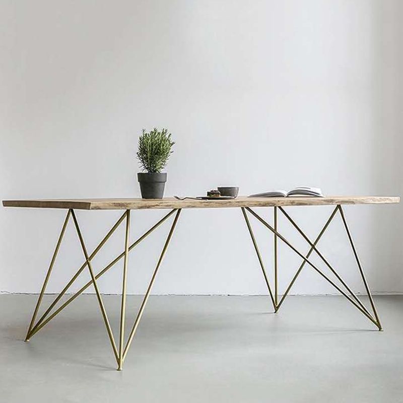Tavolo da pranzo in stile rettangolo glam tavolo in legno fisso con legno massiccio
