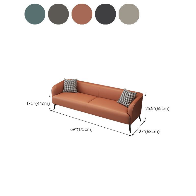 3-Seater Faux Leather Sofa with Pilows 25.6" H Tuxedo Arm Sofa