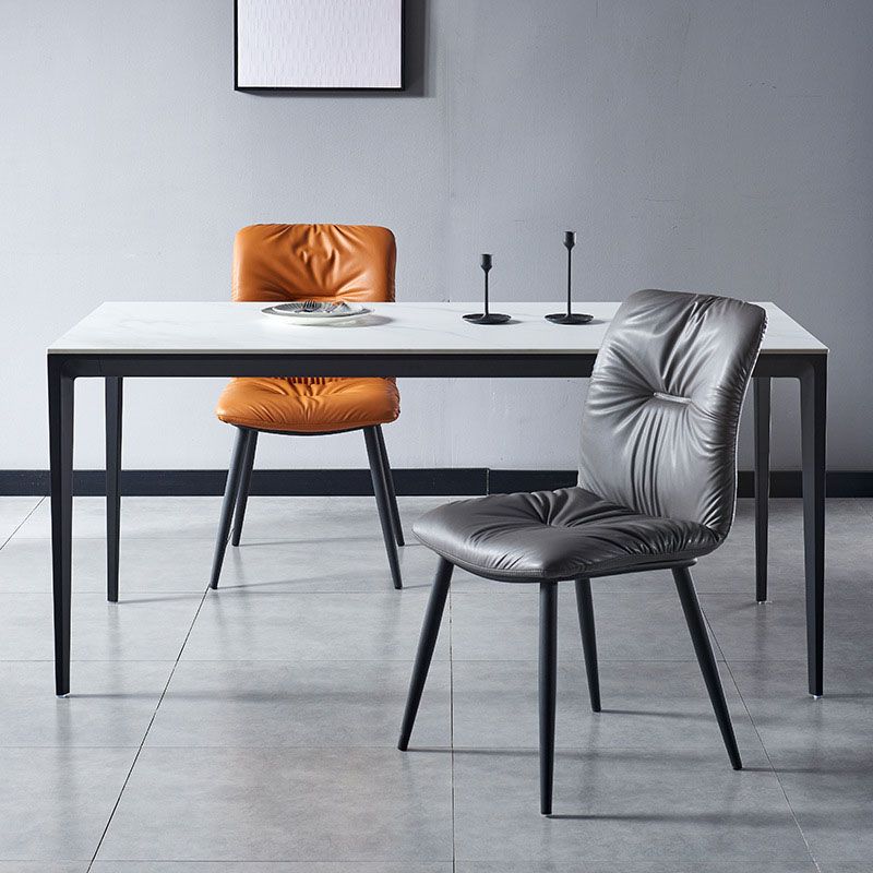 Silla moderna comedor silla sin brazos con patas de metal para cocina