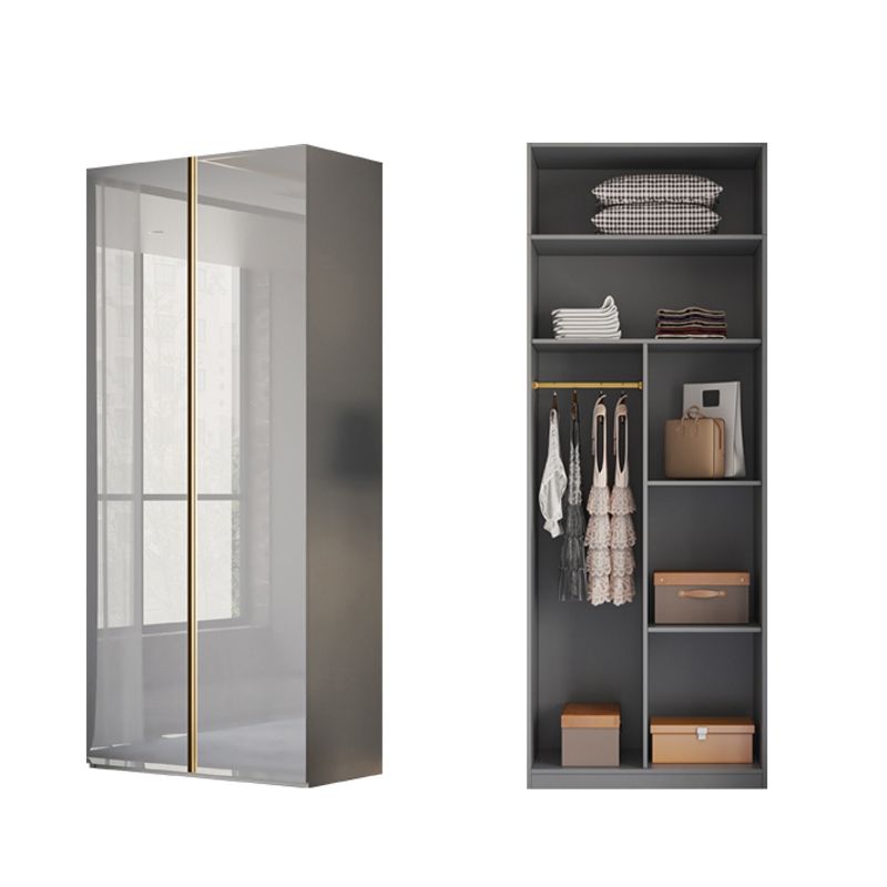 High Gloss Grey Storage Cabinet Modern Cabinet with Hinged Doors