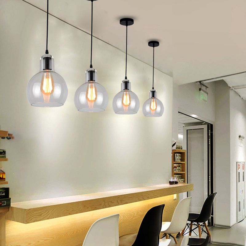 Glass Black Pendant Light in Modern Creative Style Aluminium Globe Hanging Lamp for Interior Spaces