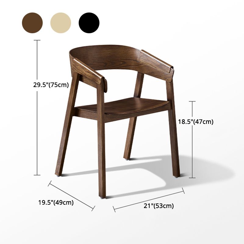 Traditional Open Back Chairs Dining Arm Chair with Wooden Legs for Kitchen