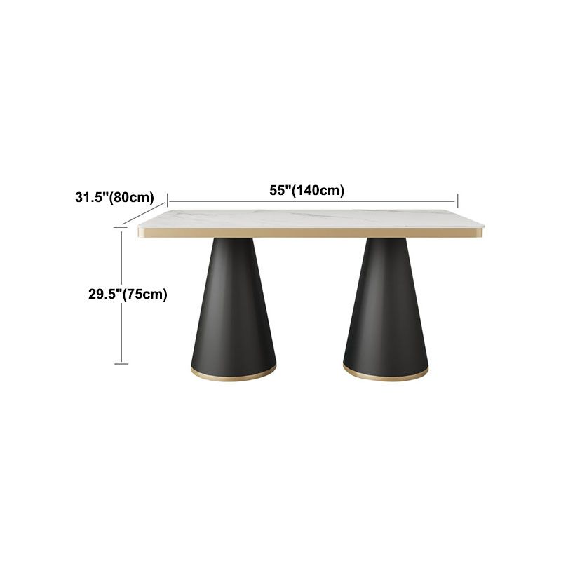 Modern Style Dining Table White Top Sintered Stone Table for Dining Room