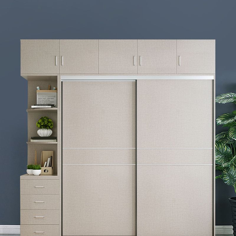 Modern Artificial Wood Wardrobe Freestanding Wardrobe with Sliding Doors for Living Room