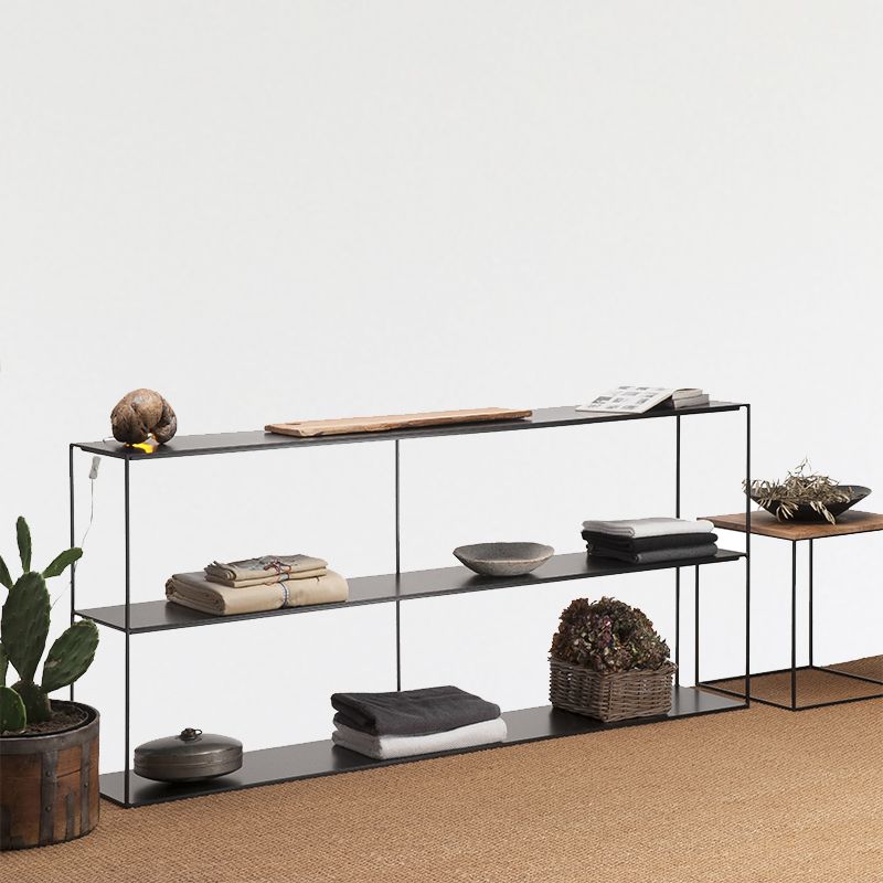 Modern Rectangular Console Table Metal Console Sofa Table in White/Black