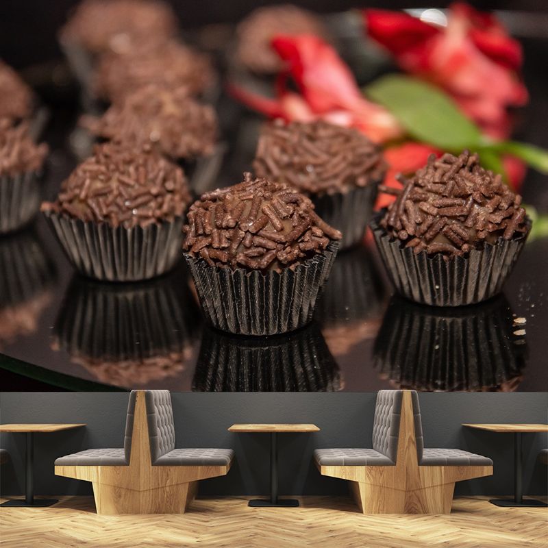 Colorful Cupcake Wall Decal Bakery Mural Wallpaper Water Resistant, Personalized Size