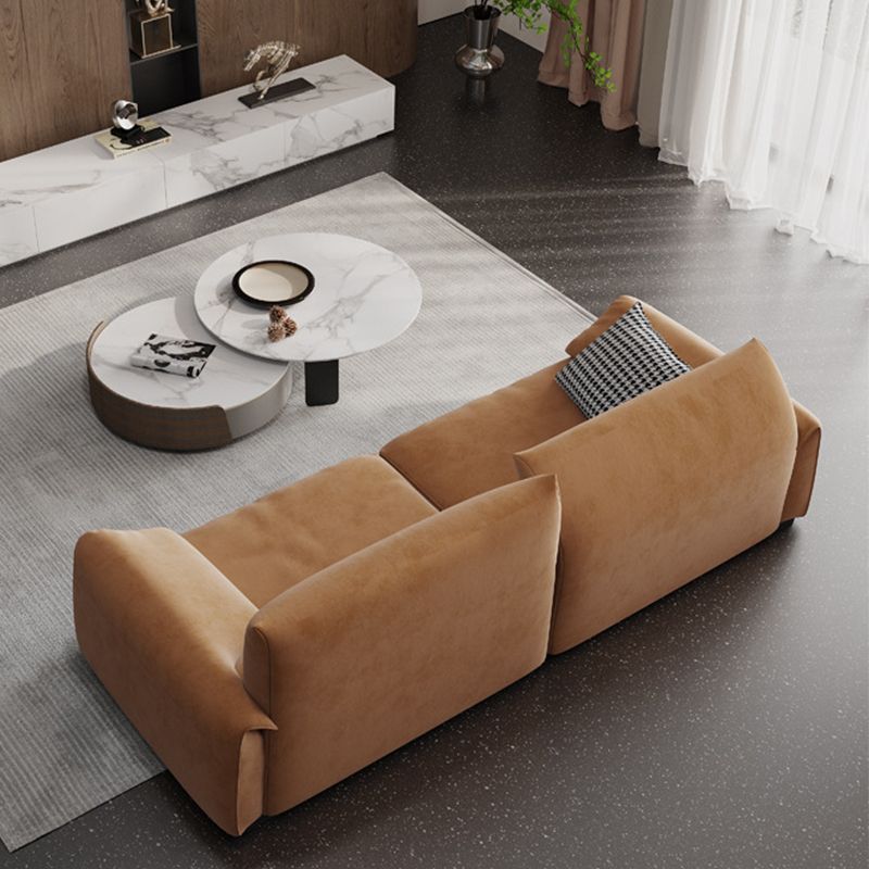 Adjustable Sewn Pillow Back Sofa Modern Pillow Top Arm Sofa in Brown