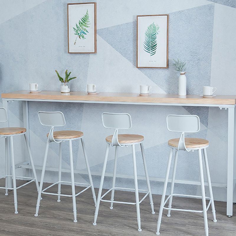 Modern Bar Height Table Solid Wood Top Bistro Bar Table with White Base