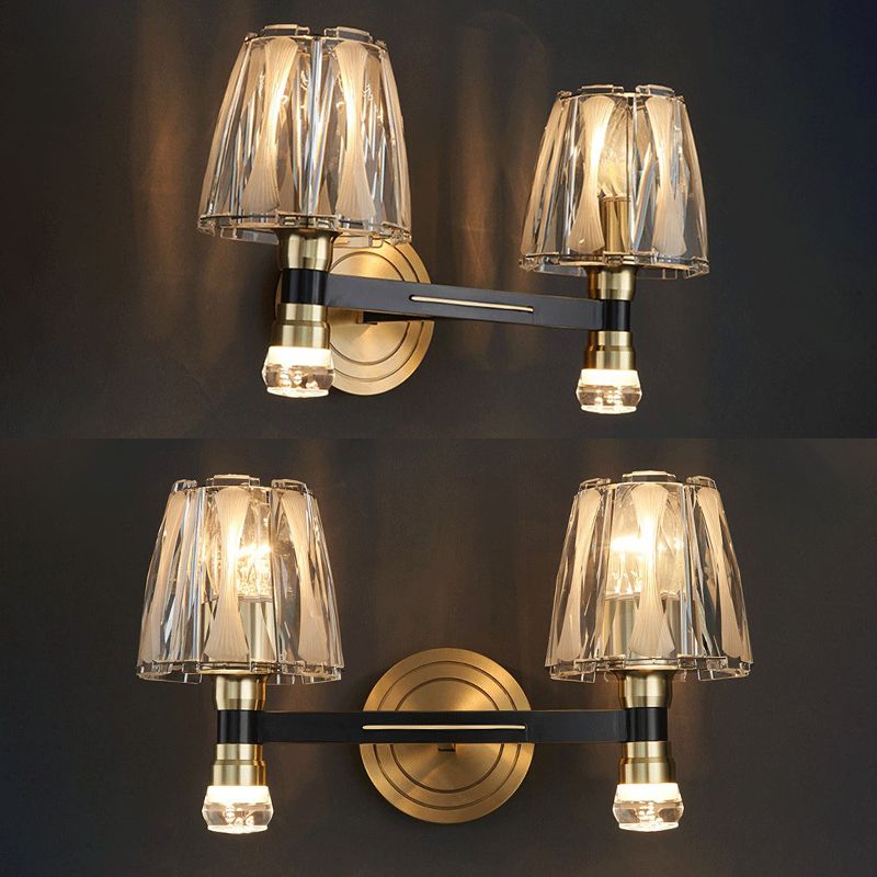 Copper Gold Wall Donce en estilo artístico moderno Truncado Cono Crystal Wall Light para sala de estar