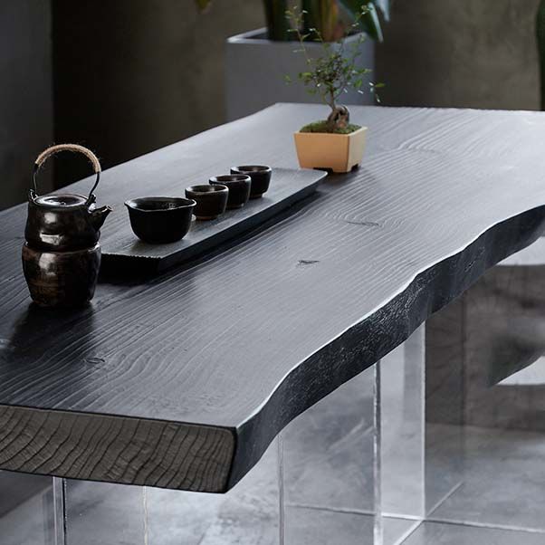 Modern Double Pedestal Dining Table Wood Table for Dining Room
