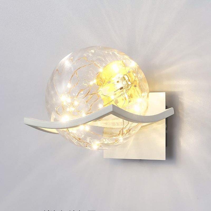 Single Golden/White/Black Wall Mounted Sconce Modernism Glass Shaded Wall Light for Foyer