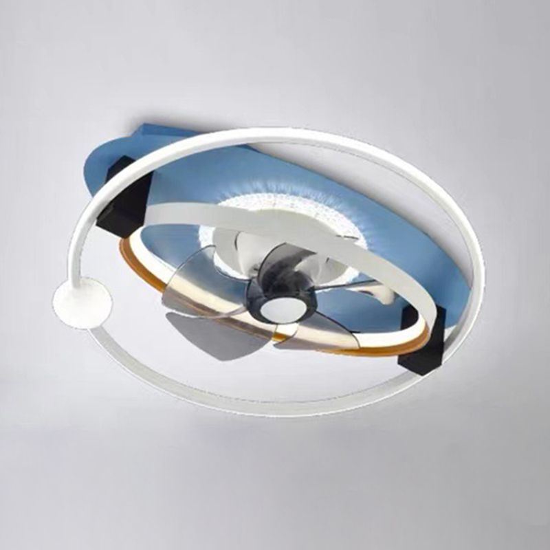 5-Blade Children LED Ceiling Fan Metallic Polish Finish Fan with Light for Room