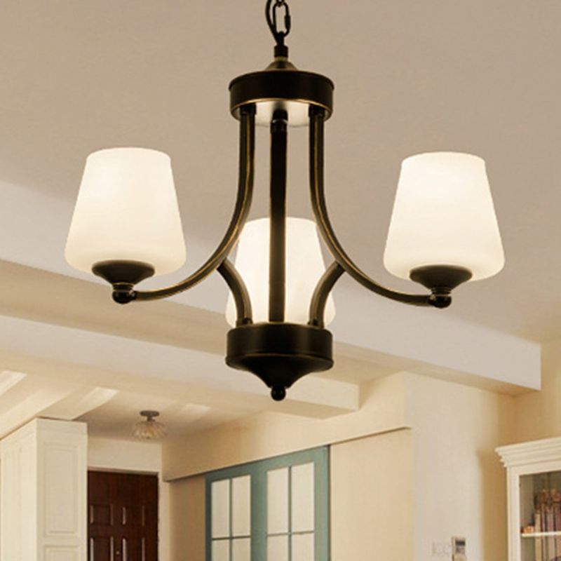 Black Bud Shade Ceiling Lighting Traditional Handblown Glass Living Room Chandelier Light Fixture