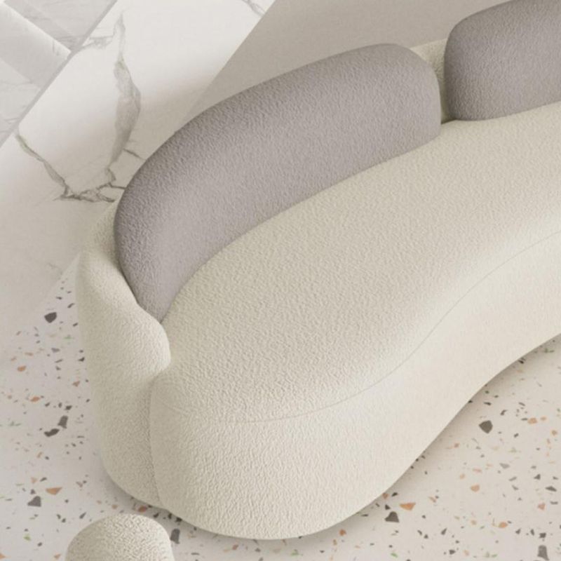 Scandinavian 39.4-In D Curved Sofa Wool & Faux Leather Simple Sofa