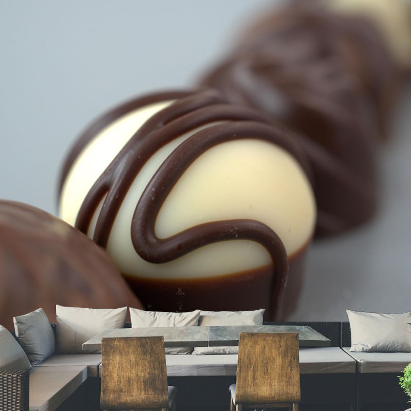 Customized Wall Mural Dessert with Chocolate Marshmallow Pattern Wallpaper Commerce Shop