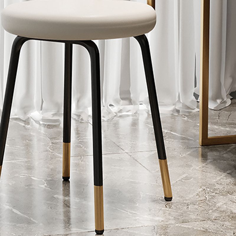 Luxurious Upholstered Armless Chair Open Back Side Leather Chair with Metal Base