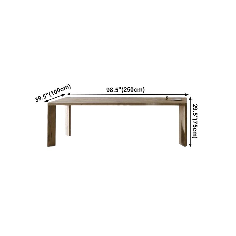 Mesa rectangular contemporánea de madera maciza, mesa de comedor con tapa de madera y 4 patas