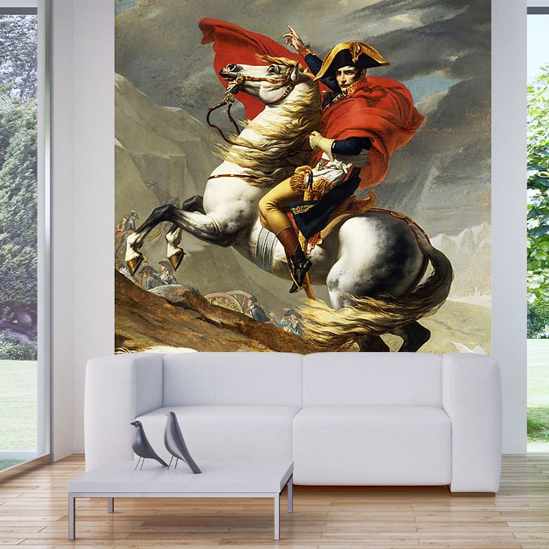 Classic Napoleon Oil Painting Murals for Office Decor Customized Wall Art in Red Brown