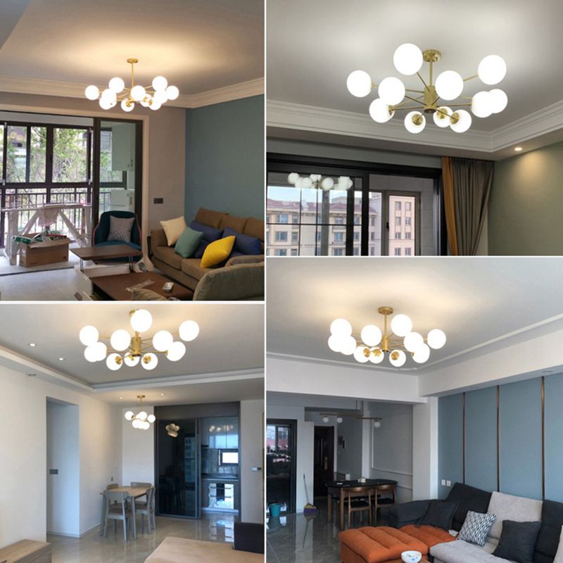 Moderne stijl wit glas kroonluchter verlichting multi -lights bol plafond hanglamp