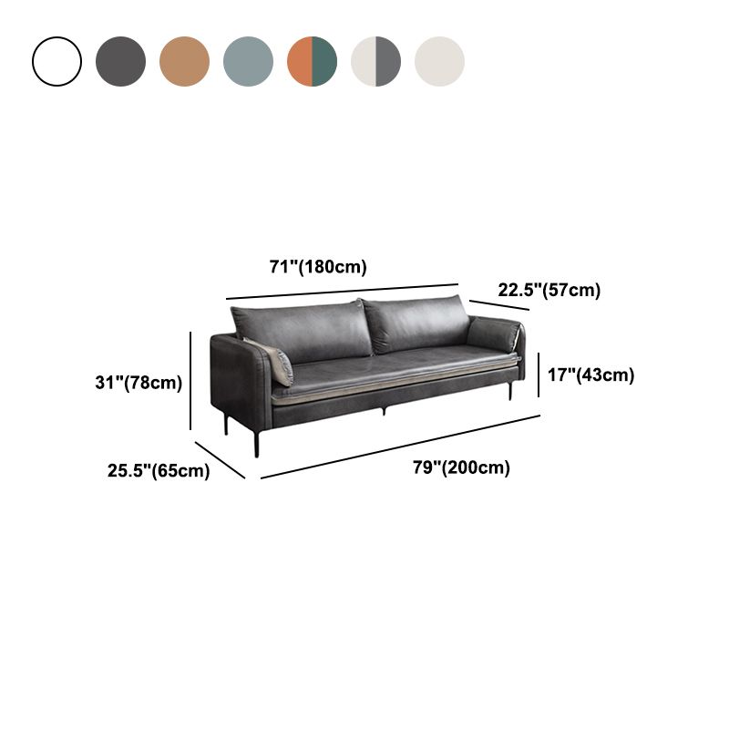 30.7"H Mid Century Modern Faux Leather Square Arm Sofa for Living Room