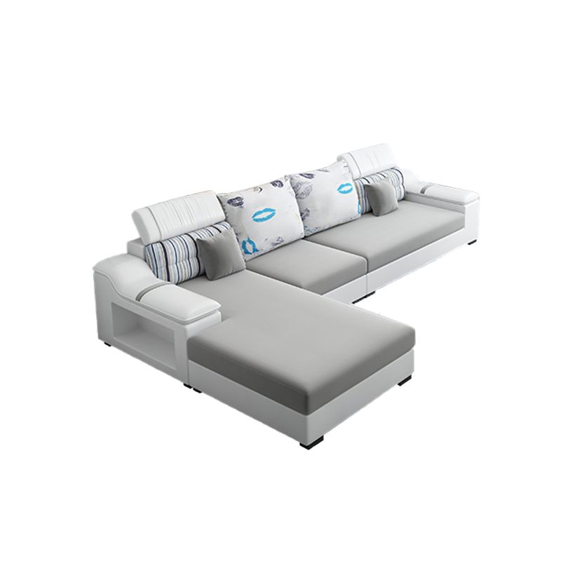 Light-grey Modern Sectional Stain-Resistant Faux leather Sectional