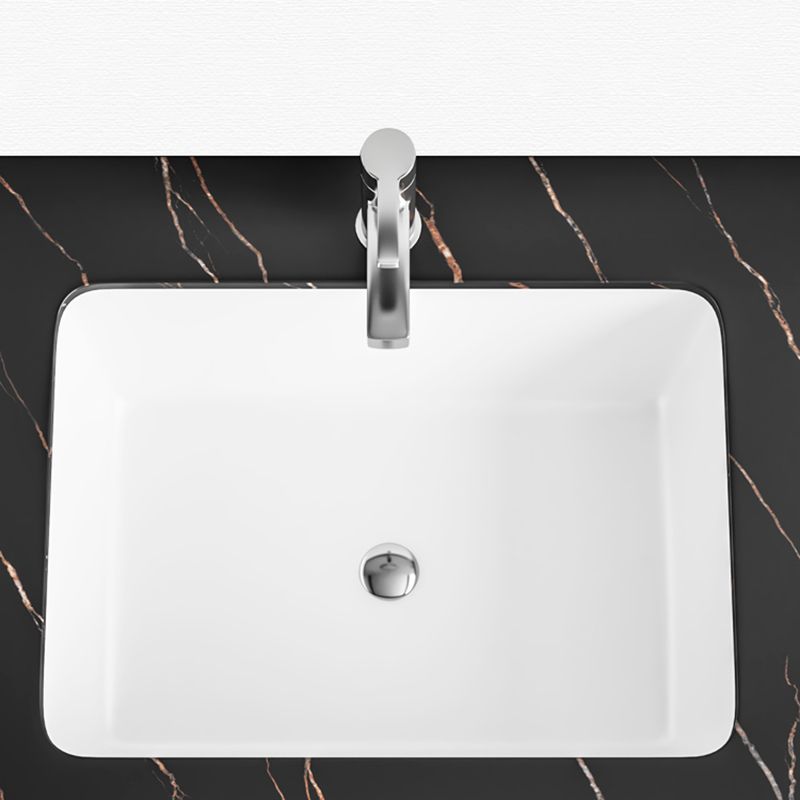 Undermount Bathroom Sink Modern Style Overflow Hole Design Ceramic Bathroom Sink
