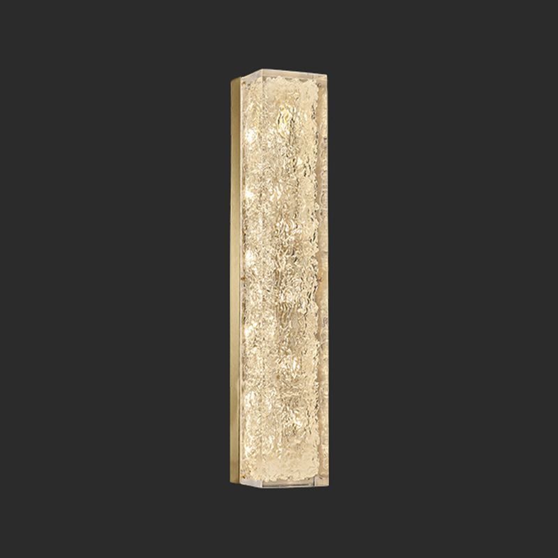 Modern Style Brass Wall Light Cuboid Shape Wall Sconce for Living Room