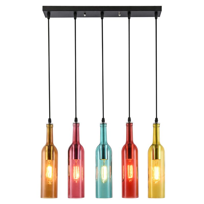 Lampada per bottiglie di vino art deco vetro 5 ristorante leggero al illuminazione ciondolo in multi-colore