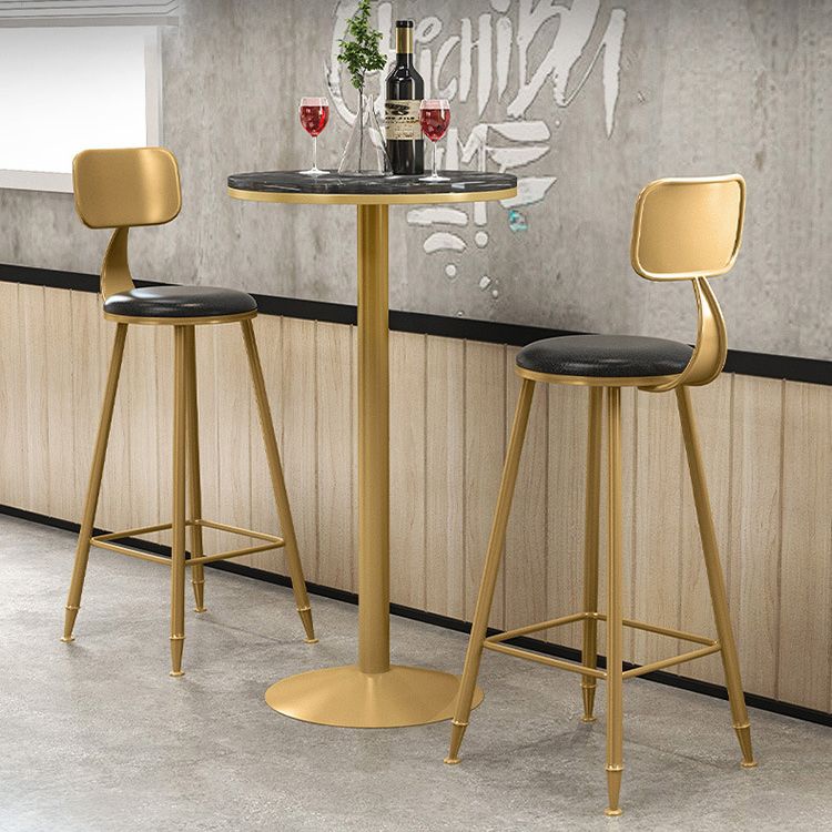 1/3 Pieces Glam Bar Table Set Round Bistro Set with White Faux Marble Top